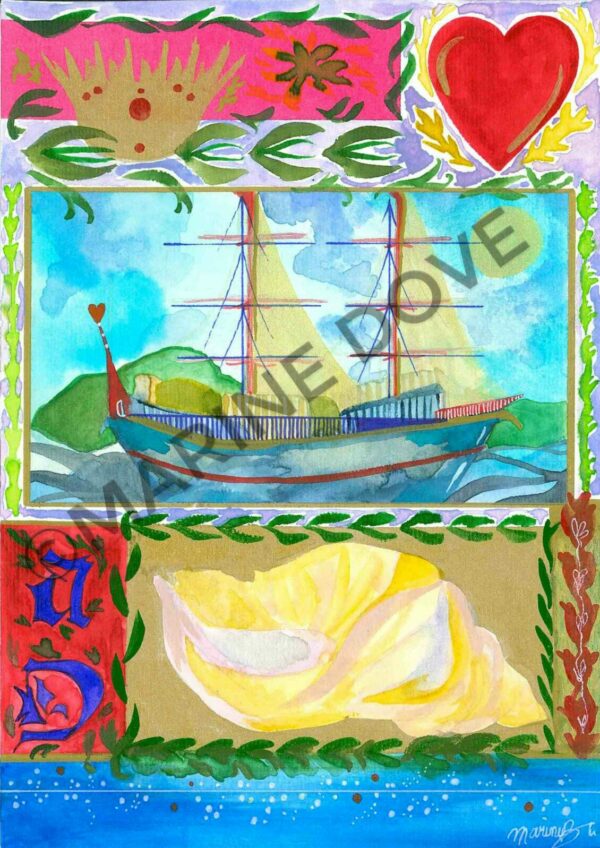 llustrations boutique en ligne e commerce dessin illustration marine dove PRIMAVERA j’ai ton coeur dans mon bateau