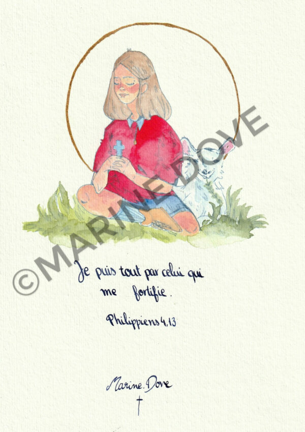 jeune fille et l’agneau aquarelle marine dove