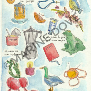 Country Basket Carte Postale llustrations boutique en ligne e commerce dessin illustration marine dove