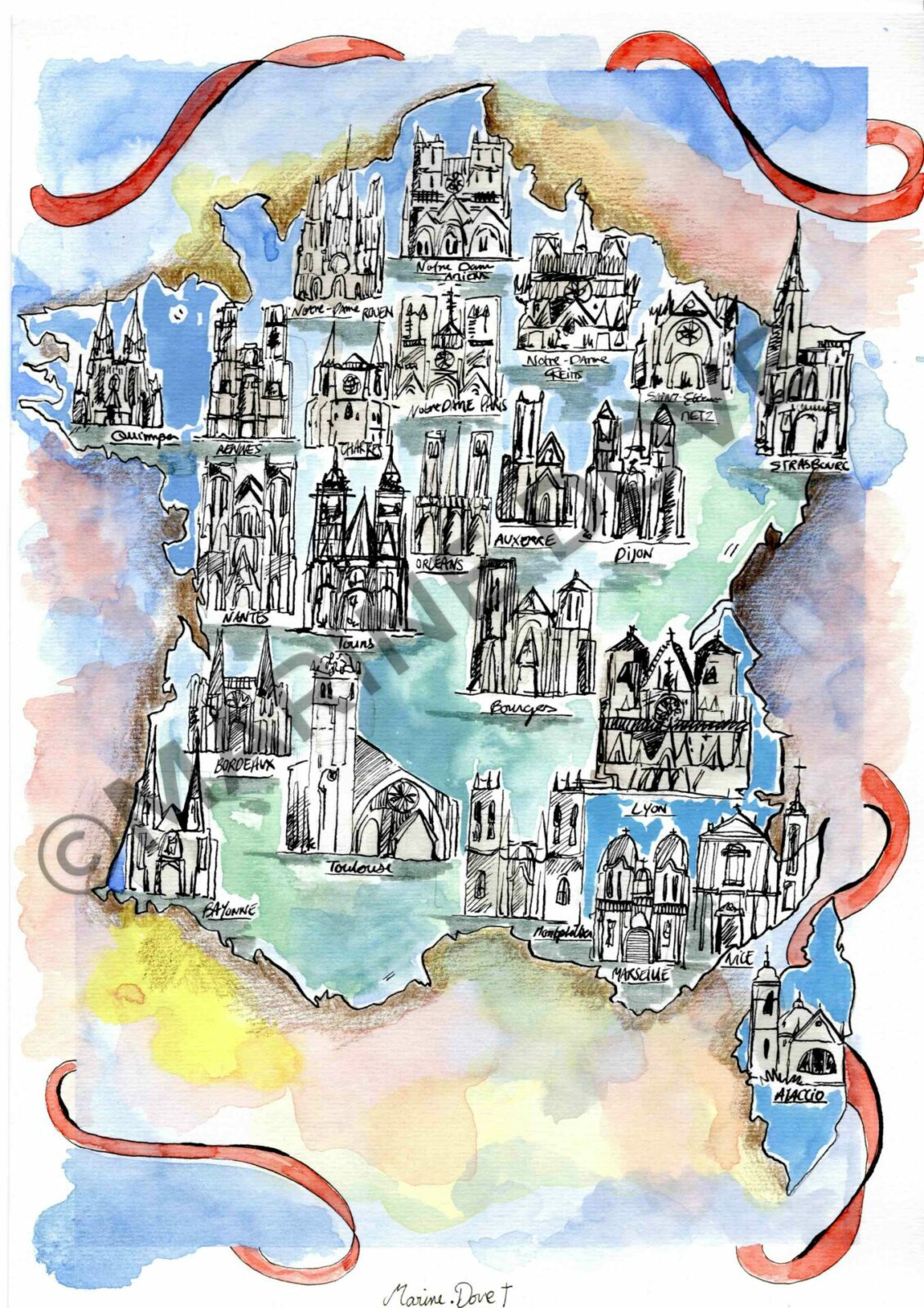 Carte Des Cathedrales De France